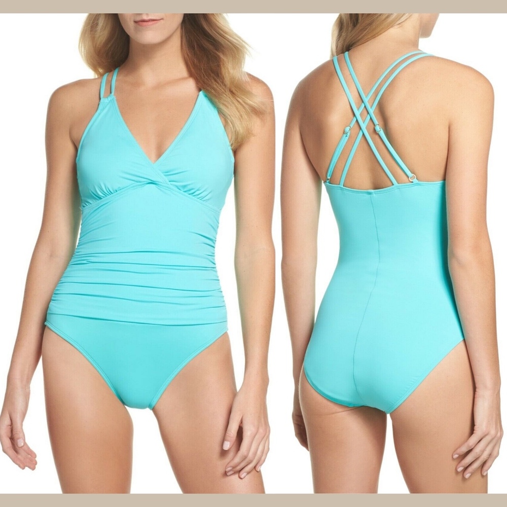 New $135 La Blanca Island One-Piece Underwire Swimsuit Sea Foam [Sz 4 ]